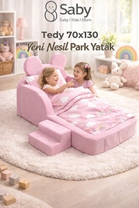 Bebekler ve Çocuklar İçin 70 x 130 Yataklı Tedy Modüler Sünger Oyun Parklı Beşik ve Park Yatak